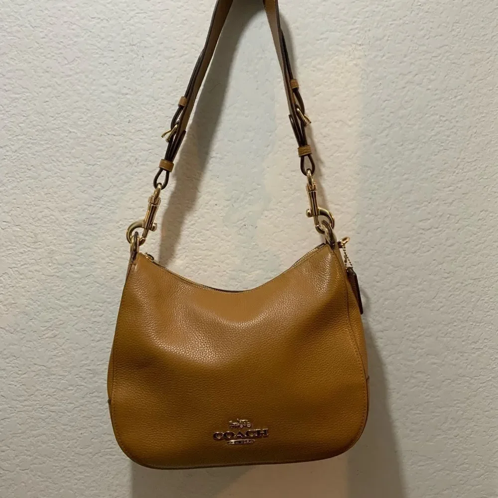 COACH F76695 JES HOBO brown Refined Pebble Leather Womens/Shoulder Handbag
